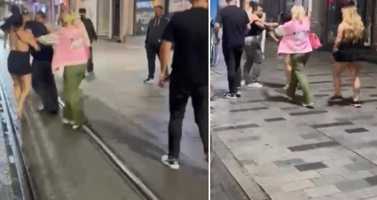 taksimde laf attin dayagi iki kadin bir erkegi evire cevire dovdu wvYxusHl